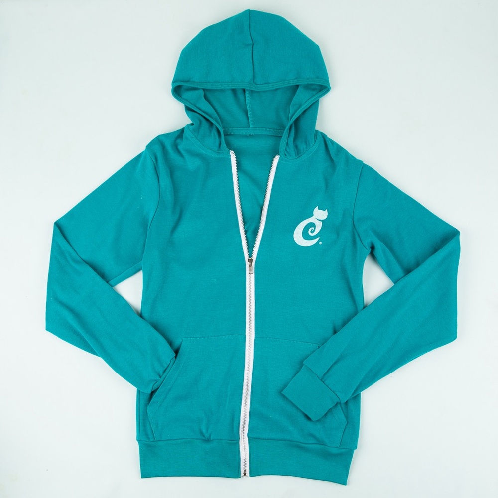 Cat Lady Small Turquoise Cat Sweatshirt with Zipper NEVER WORN